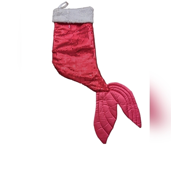 Christmas Stocking Mermaid Tail Hot Pink Sequin